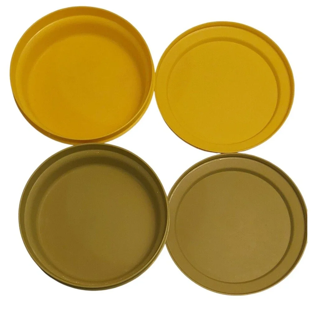 Vintage Tupperware Seal & Serve  Bowl Set Harvest Yellow Avacado Green 1206 1207